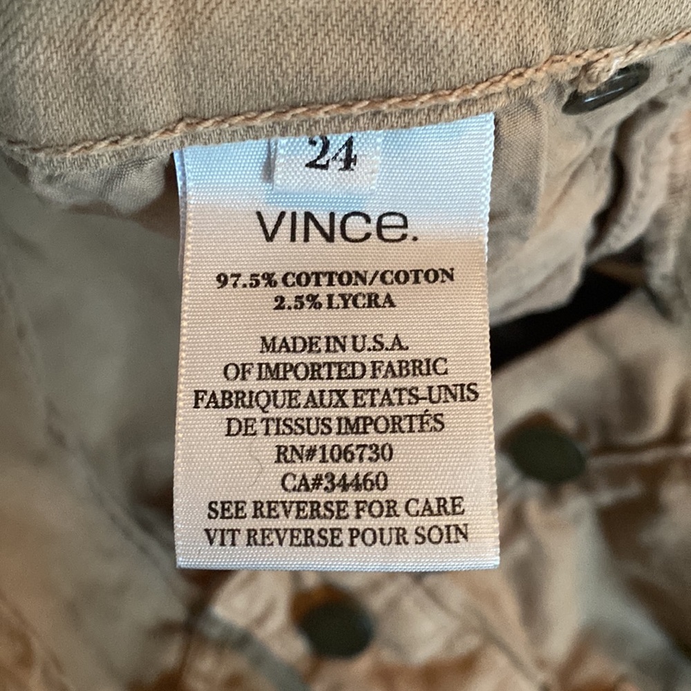 Vince Khaki Denim Button Fly Shorts Size 24 - Picture 6 of 6